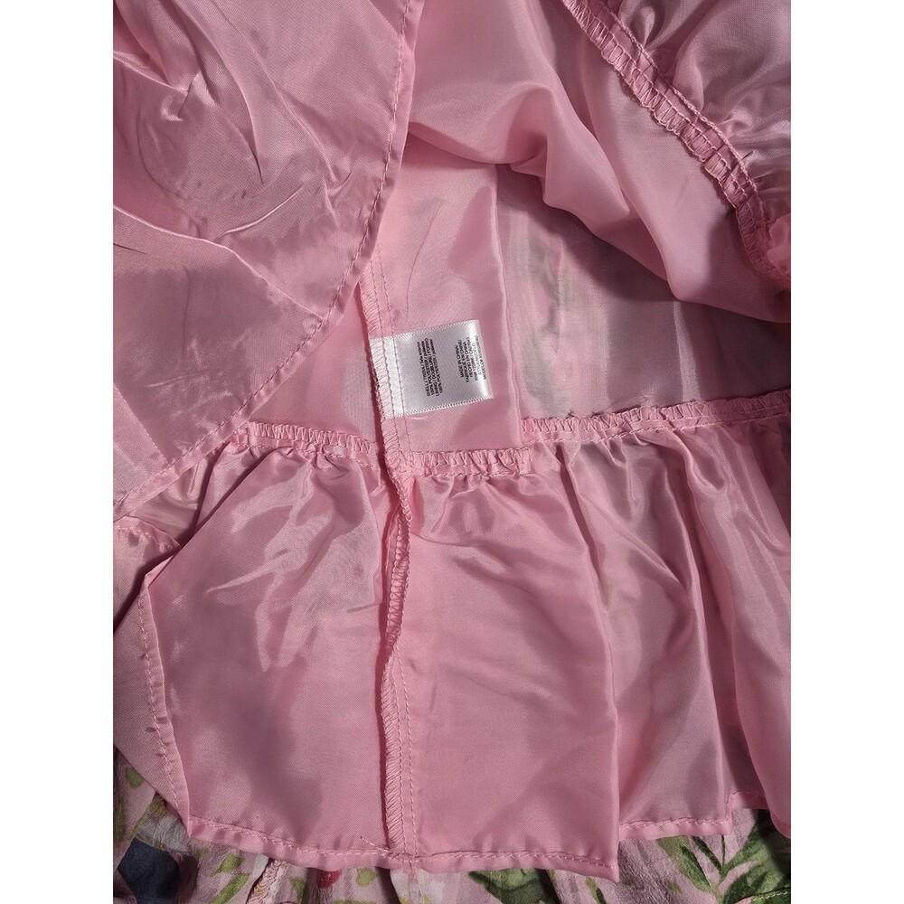 Toddler Girls Pink Strawberry Print Flutter-Sleeve Smocked Dress Sz 4 - Picture 3 of 11
